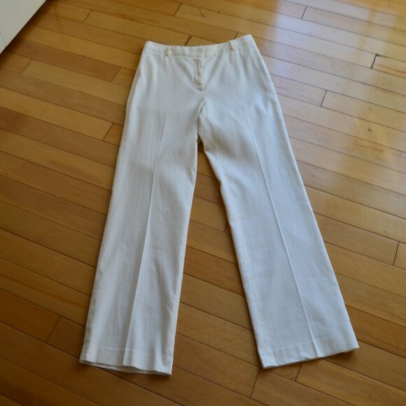 J McLaughlin Linen Blend Straight Leg Pants Size 6 White - Picture 1 of 9